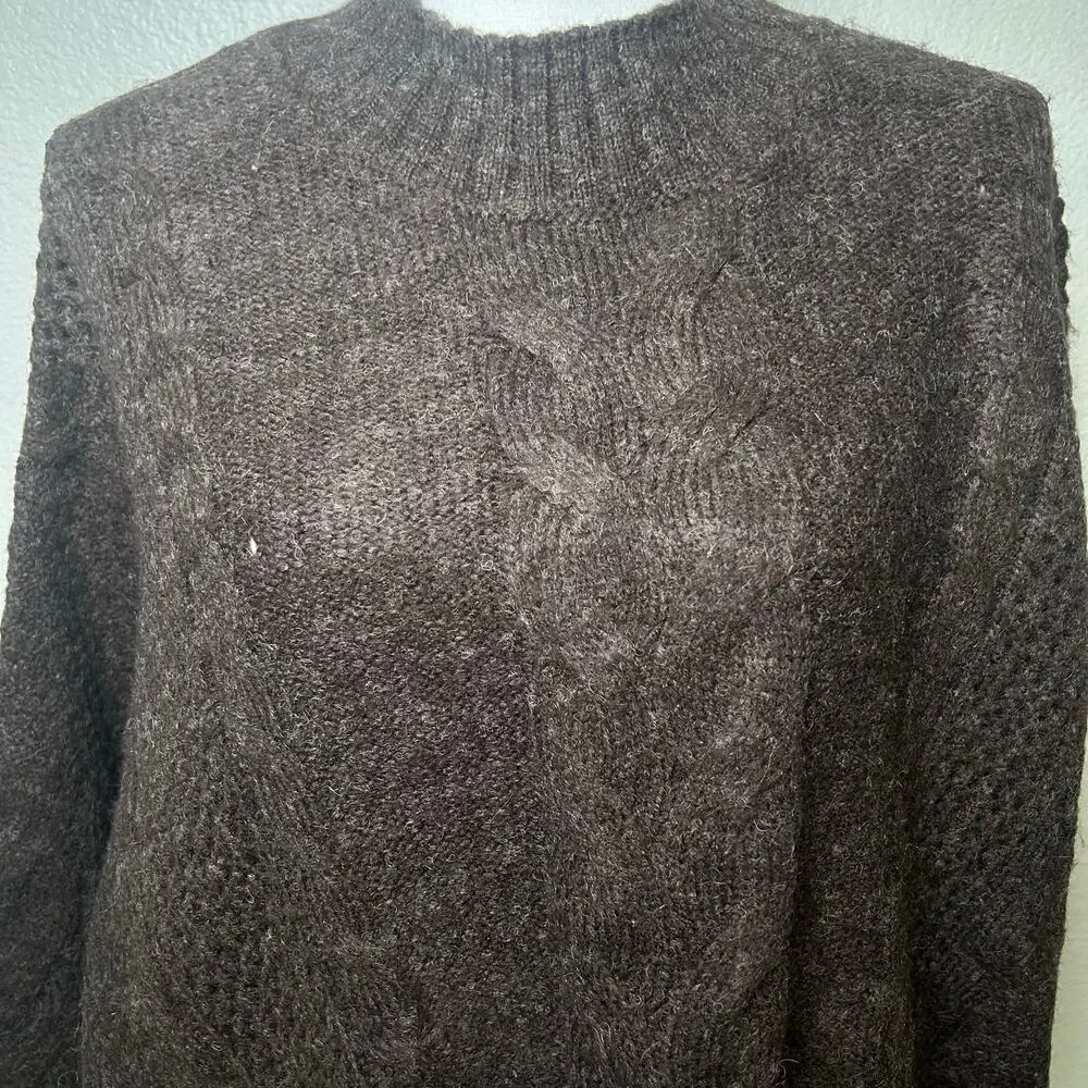 World Market NWT  brown wool blend chunky mock neck oversize sweater one size